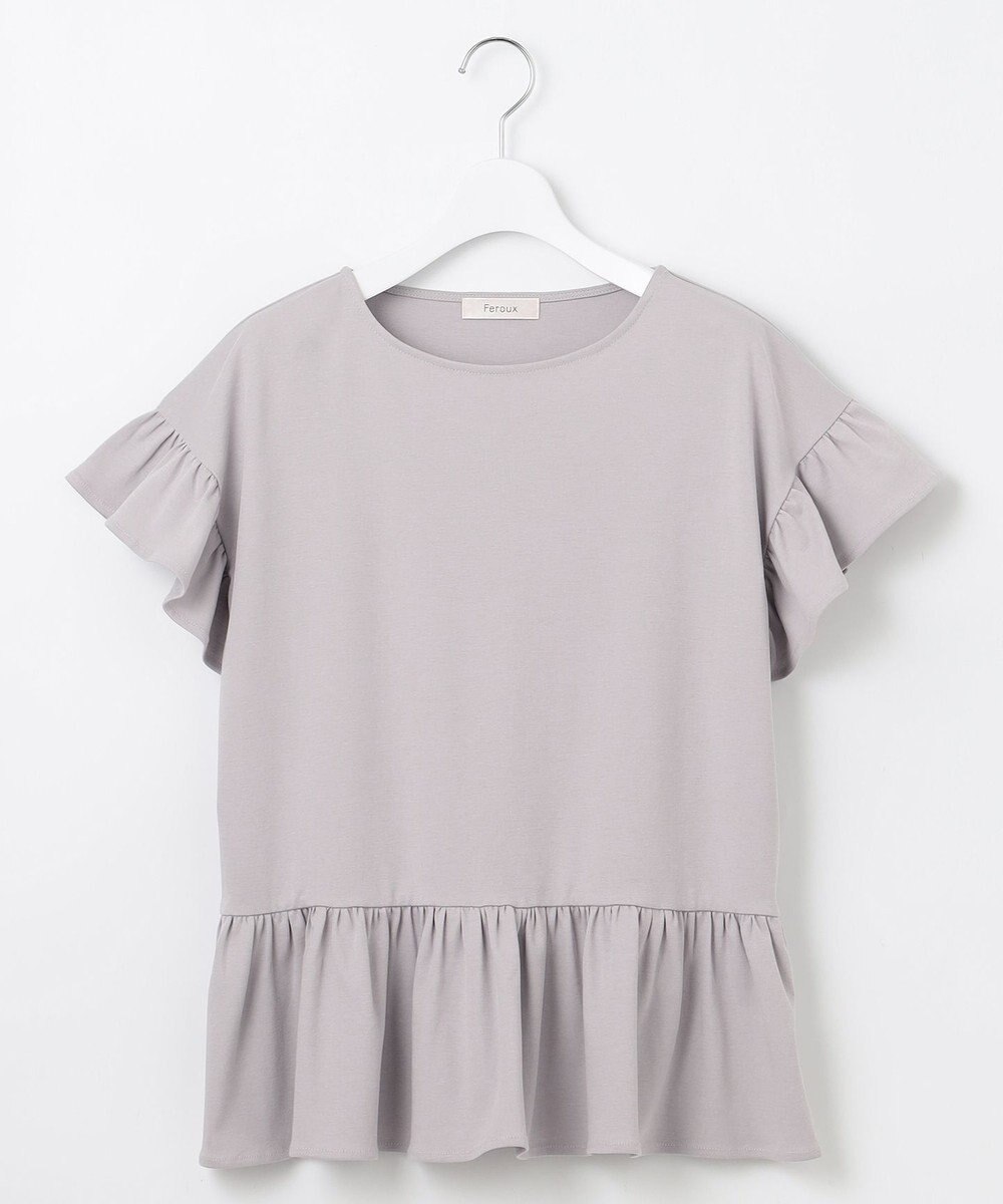 Feroux 【UVケア】フリルスリーブペプラム カットソー 