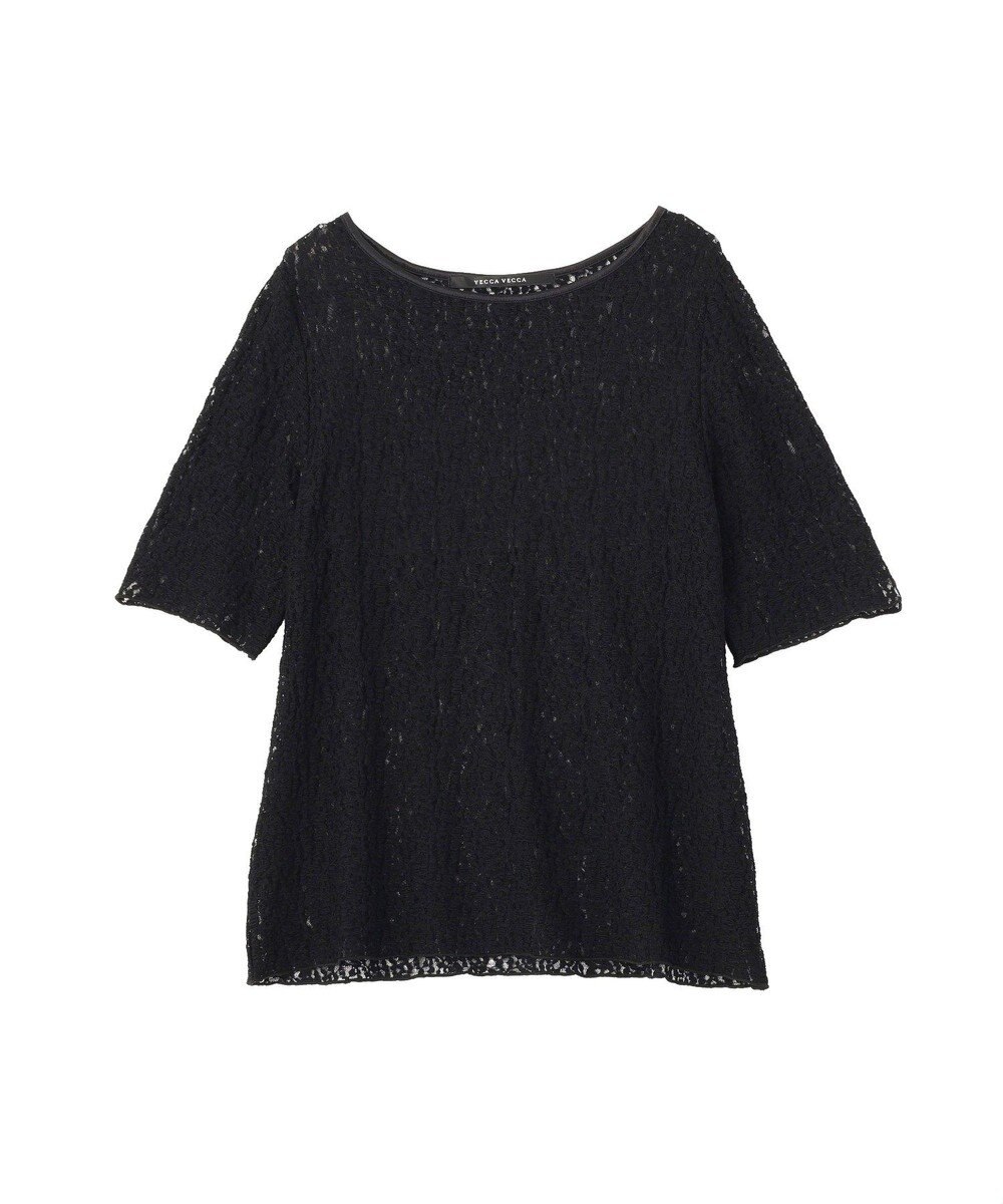 YECCA VECCA 5分袖レースシアートップス 