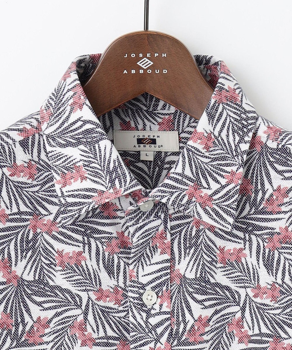 JOSEPH ABBOUD 【リネン素材/清涼感/吸水速乾】リネンハニカムプリント 半袖 シャツ 
