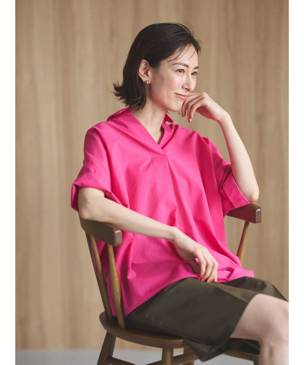 Green Parks 綿麻混スキッパーシャツ 