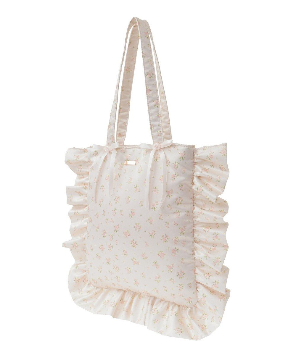 Maison de FLEUR ローズプリントフリルトートバッグ 