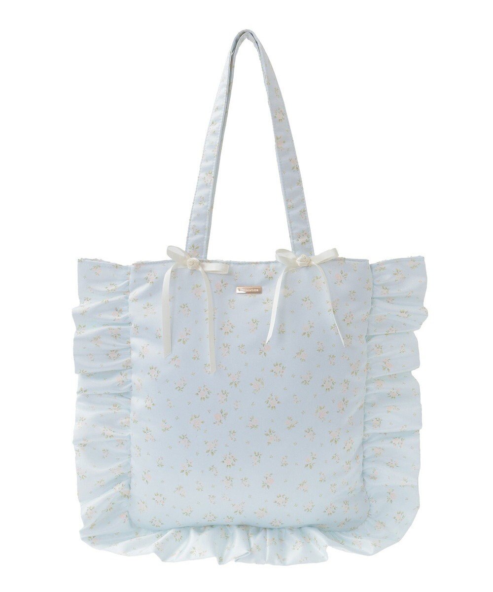 Maison de FLEUR ローズプリントフリルトートバッグ 