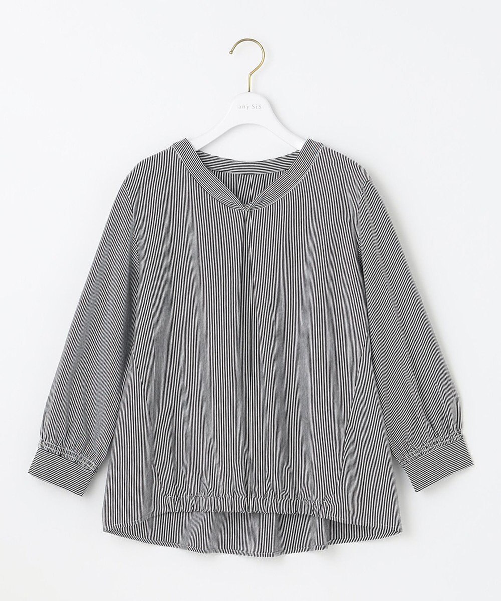 ANY SIS 【洗える】シルケットジャージーストライプ ブラウス 