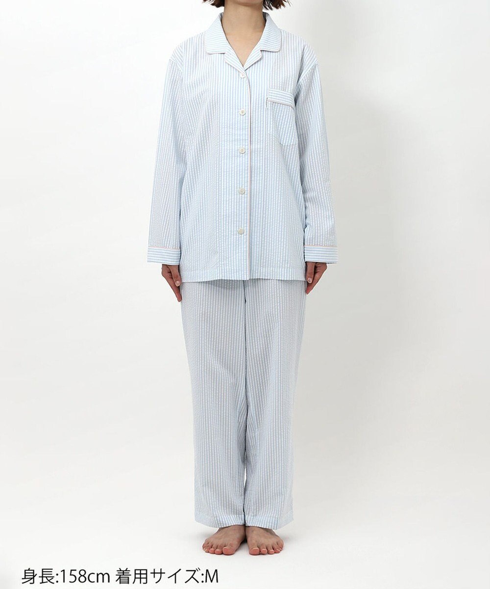 ワコール／睡眠科学 パジャマ 長袖 長ズボン 綿100%(本体) サッカー素材 レディース YDX344 睡眠科学／ワコール 