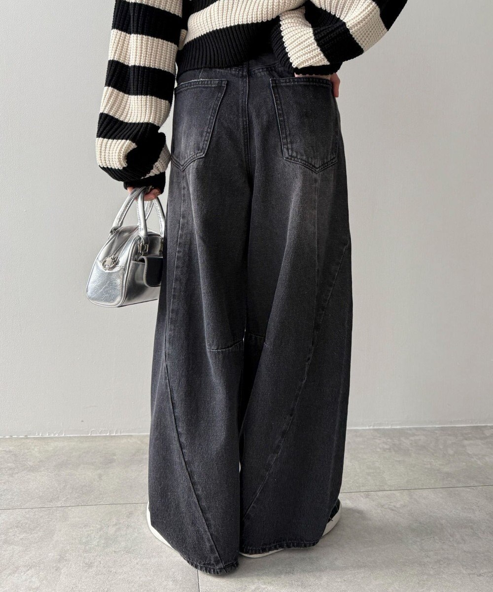 WEGO カーブラインバレルレッグデニムパンツ 
