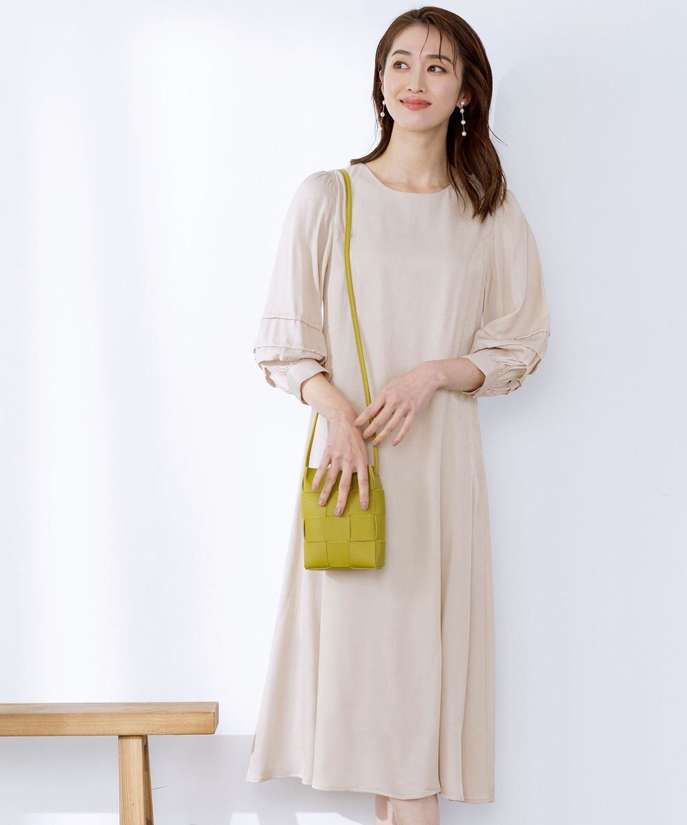 Tiaclasse 【洗える】ナローフレアパフスリーブワンピース 