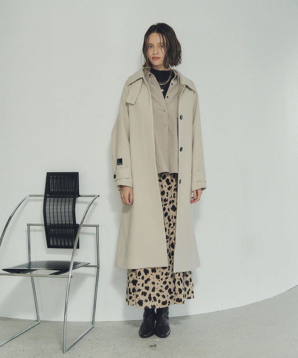 YECCA VECCA ウール混ステンカラーロングコート 