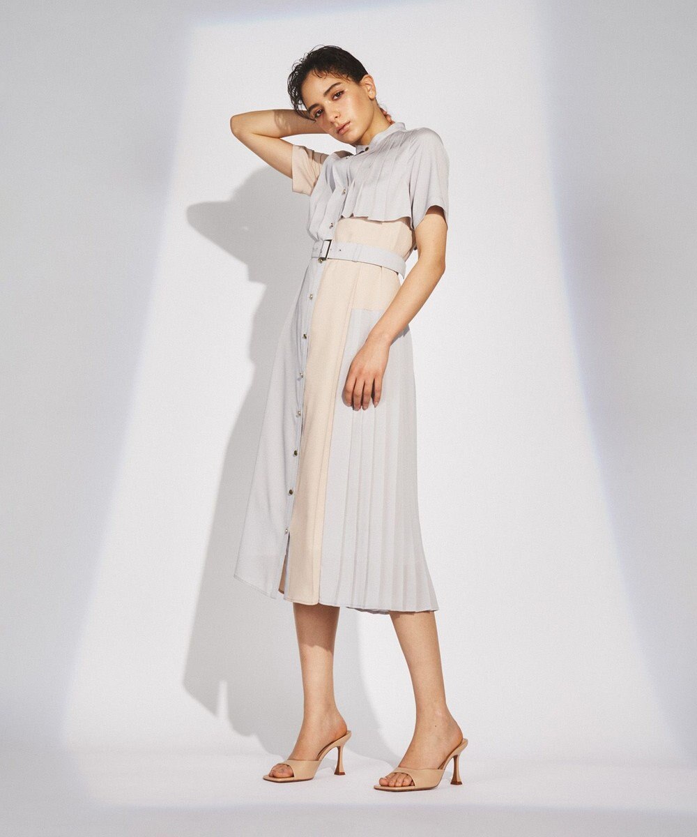 GRACE CONTINENTAL プリーツ配色ワンピース 