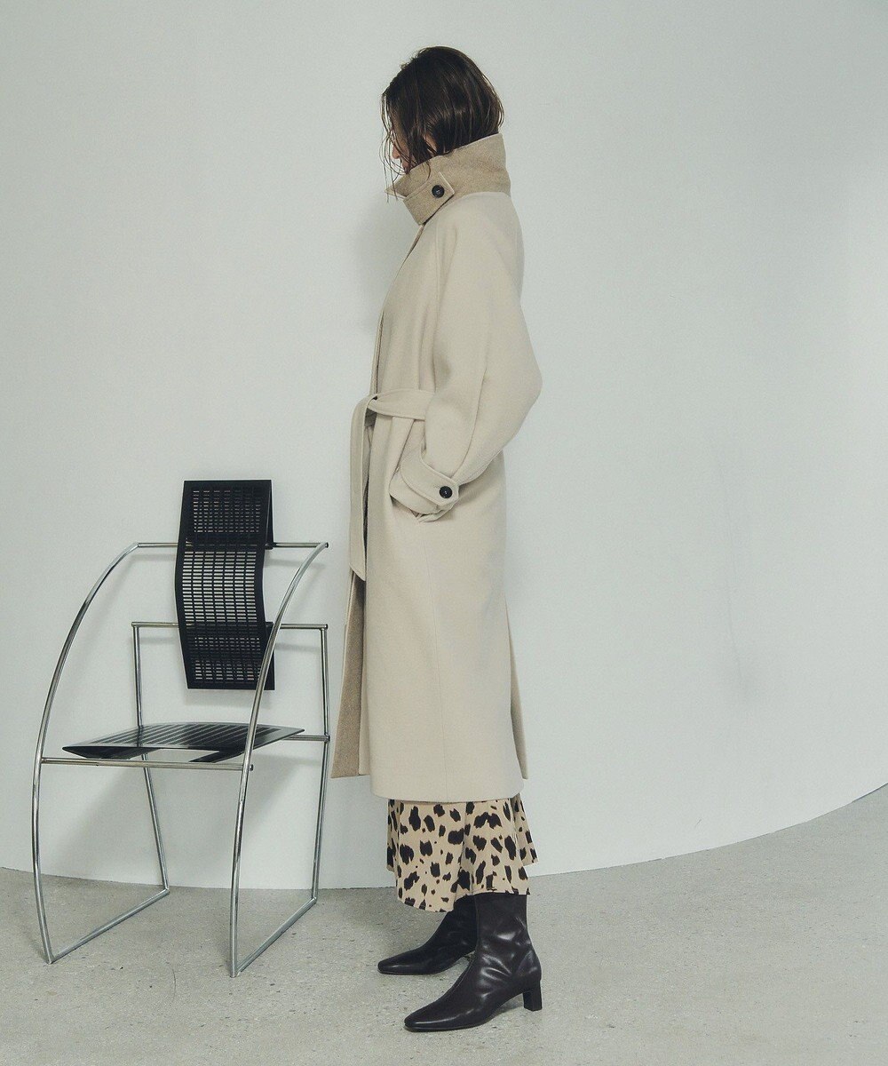 YECCA VECCA ウール混ステンカラーロングコート 