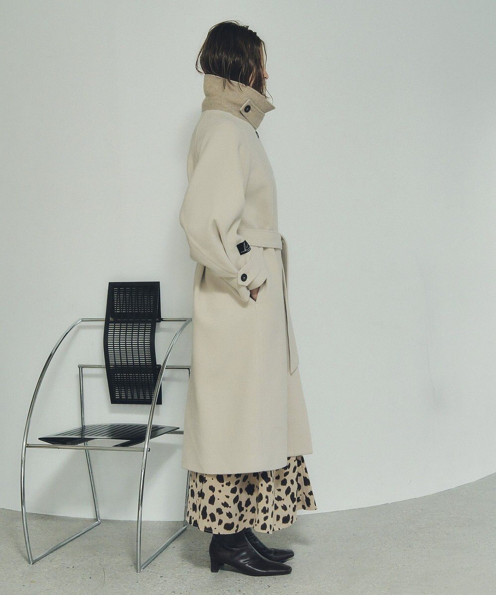 YECCA VECCA ウール混ステンカラーロングコート 