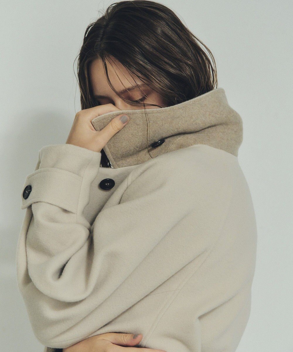 YECCA VECCA ウール混ステンカラーロングコート 