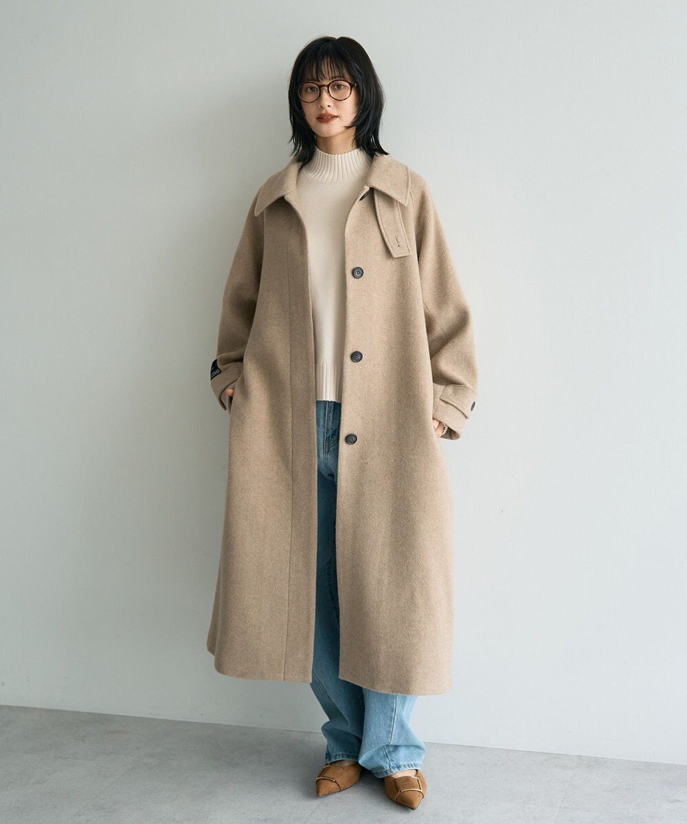 YECCA VECCA ウール混ステンカラーロングコート 