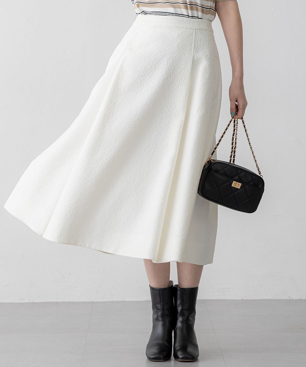 23区 S 【洗える】ジオメトリックジャカード タックフレア スカート 