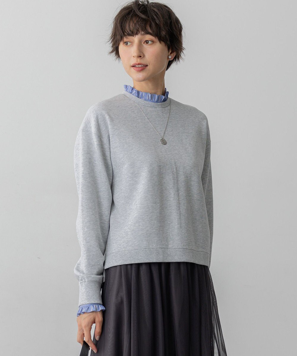 23区 【WEB＆一部店舗限定】クリアコットンテリー ストライプフリル スウェット 