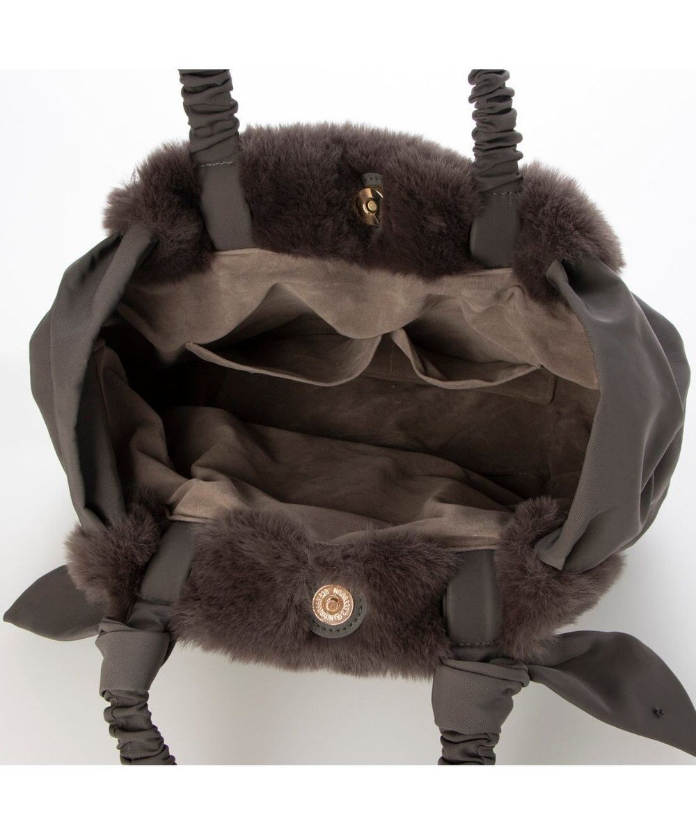 UNBILLION カシュカシュ cachecache / 下がりリボンエコファーコンビラウンドトート 