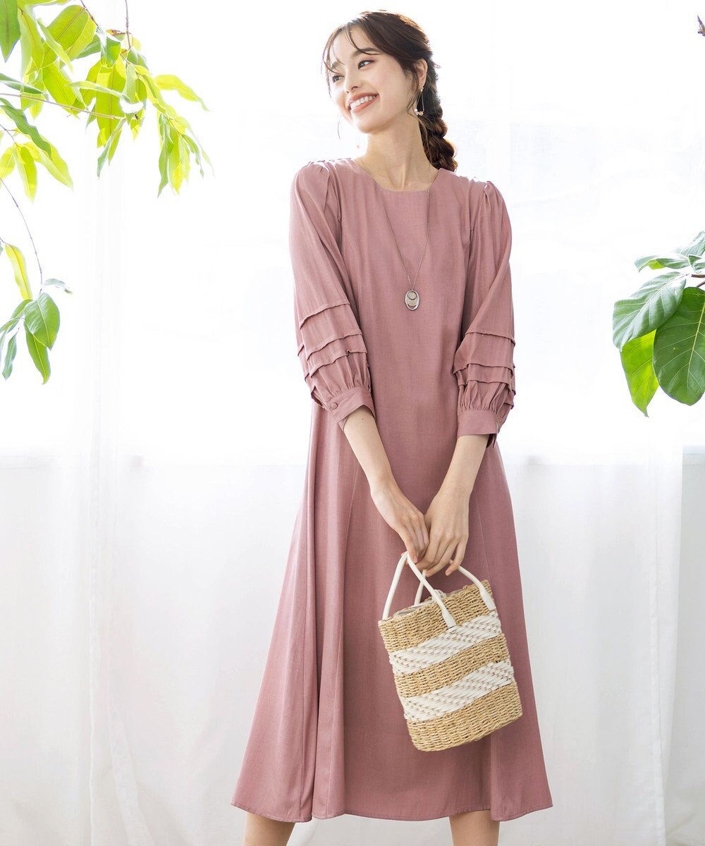 Tiaclasse 【洗える】ナローフレアパフスリーブワンピース 