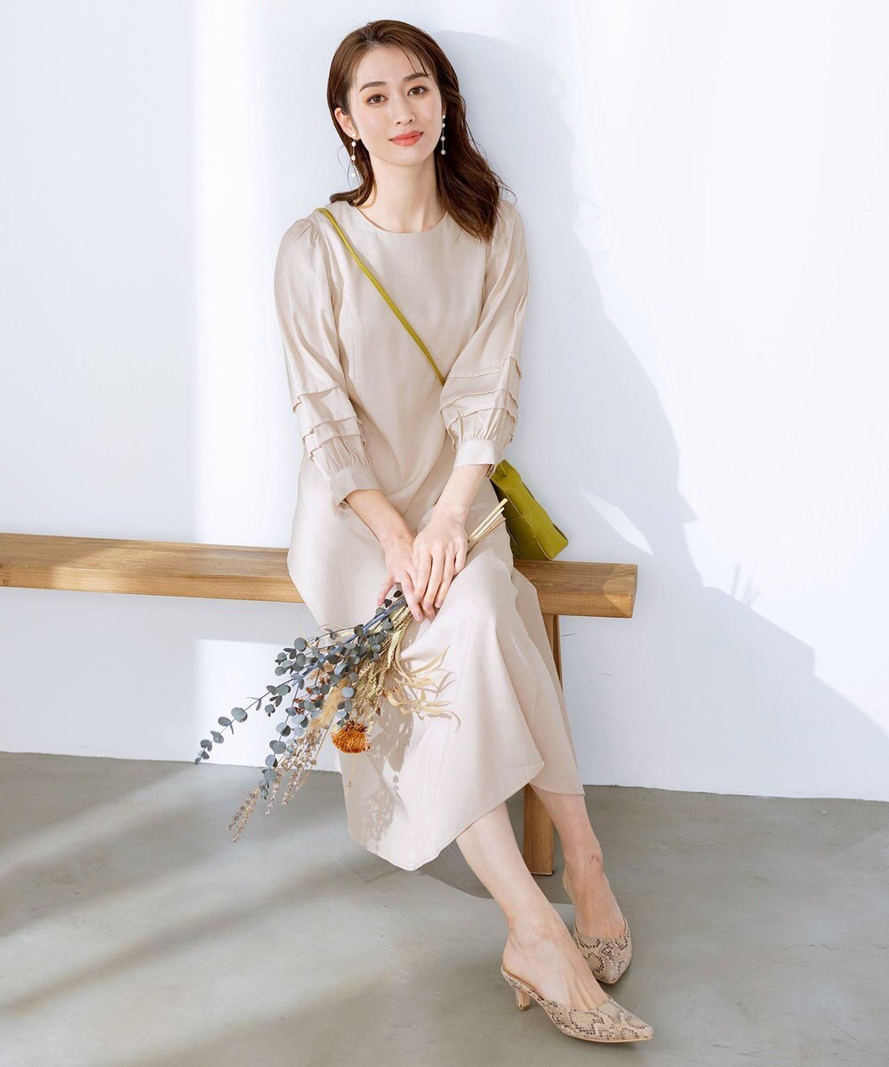 Tiaclasse 【洗える】ナローフレアパフスリーブワンピース 