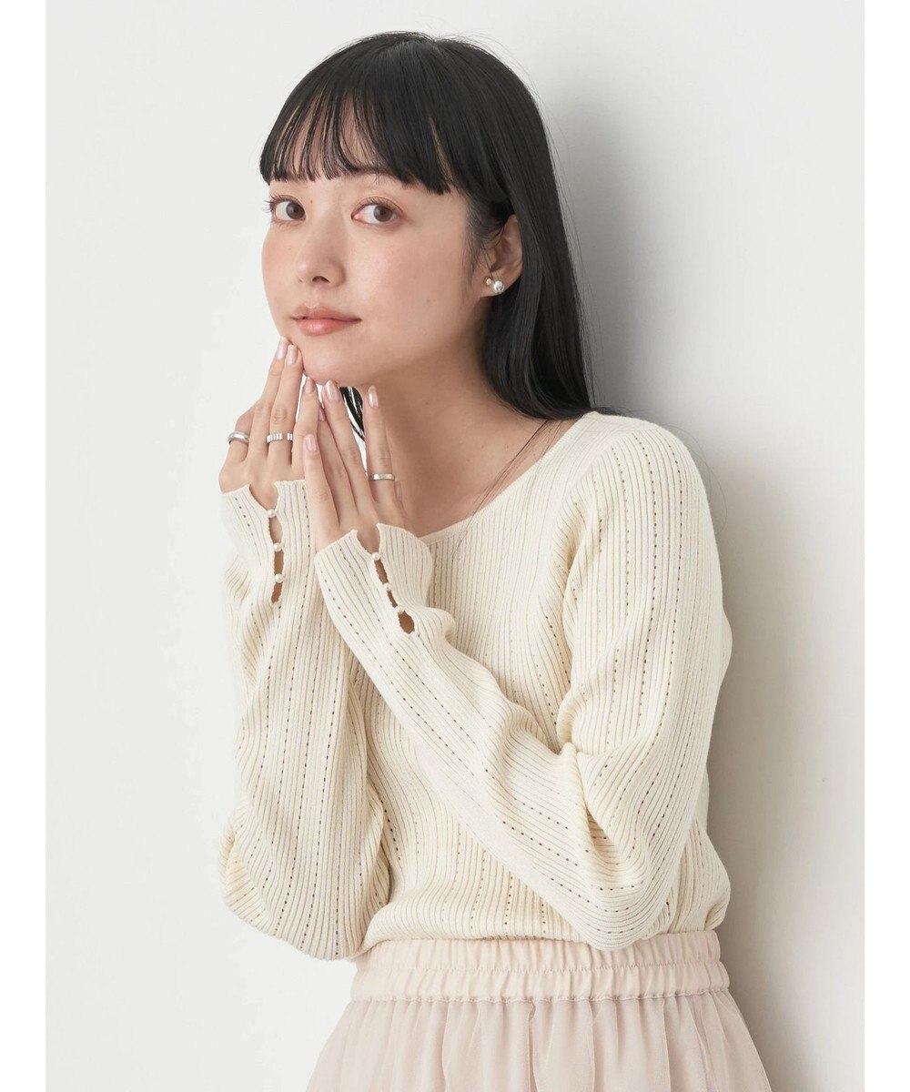 earth music&ecology ランダムリブパールニットプルオーバー 