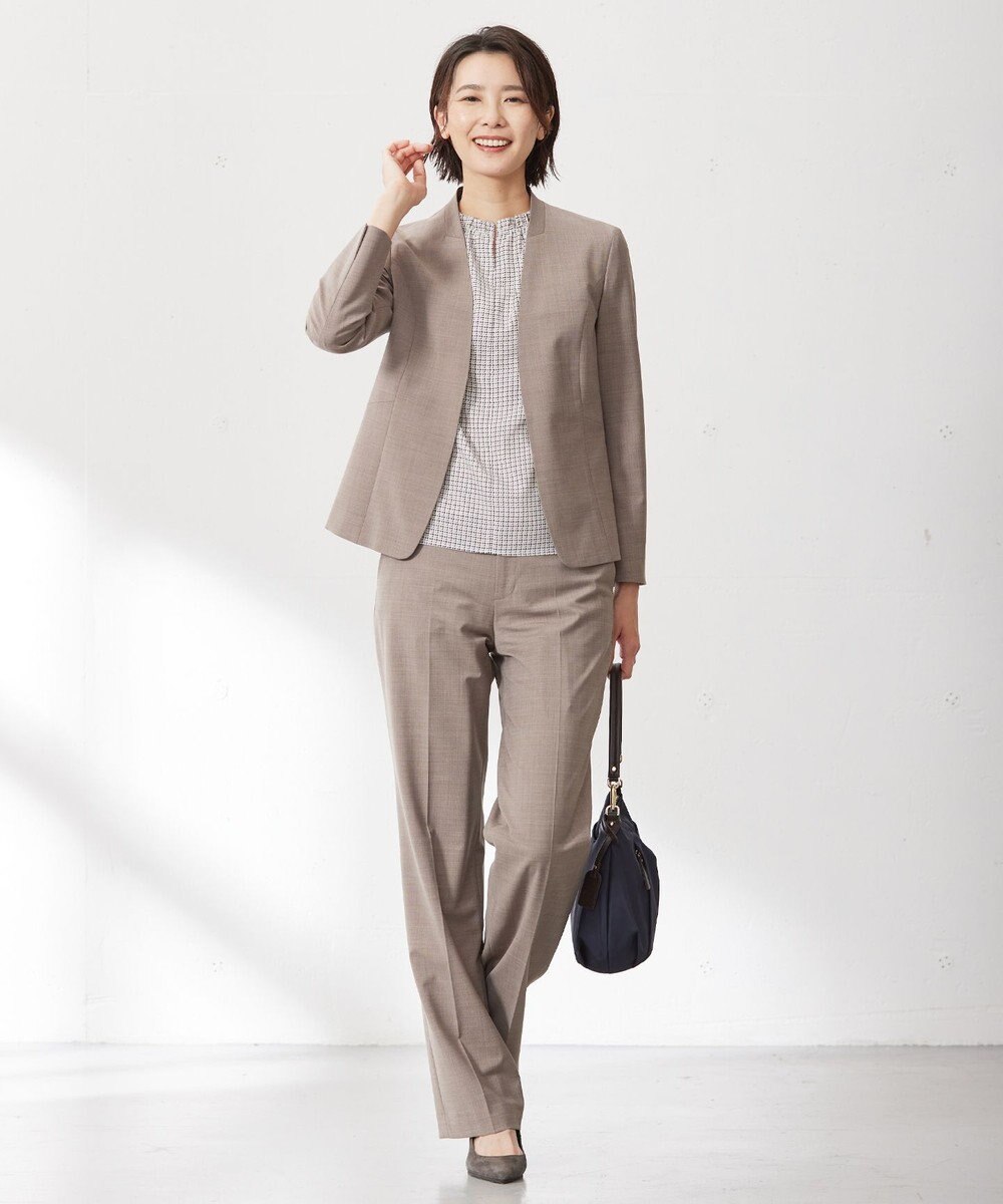 J.PRESS LADIES L チェックプリント スリットフリルネック カットソー 