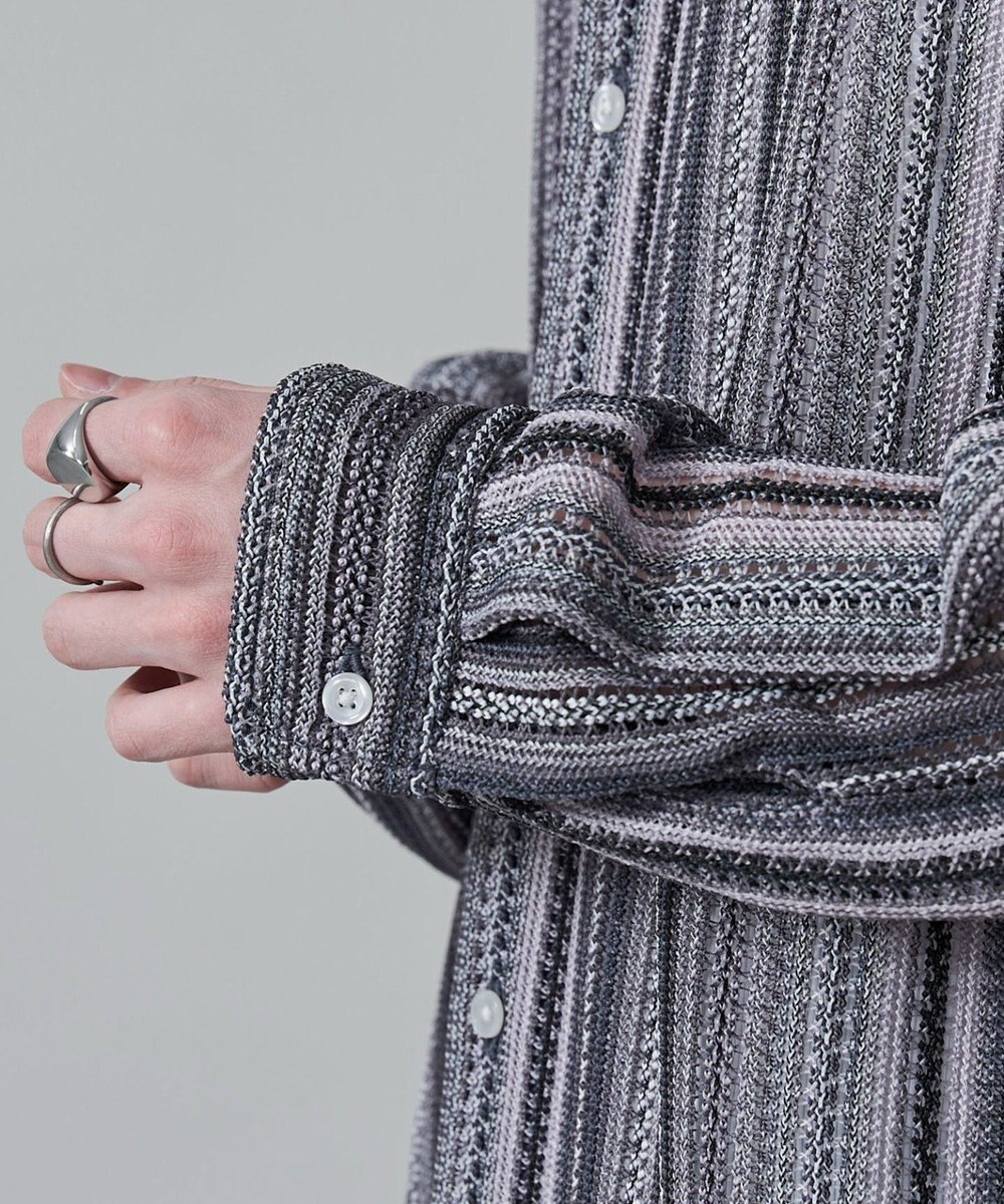 WEGO ストライプメッシュBIGシャツ（LS） 