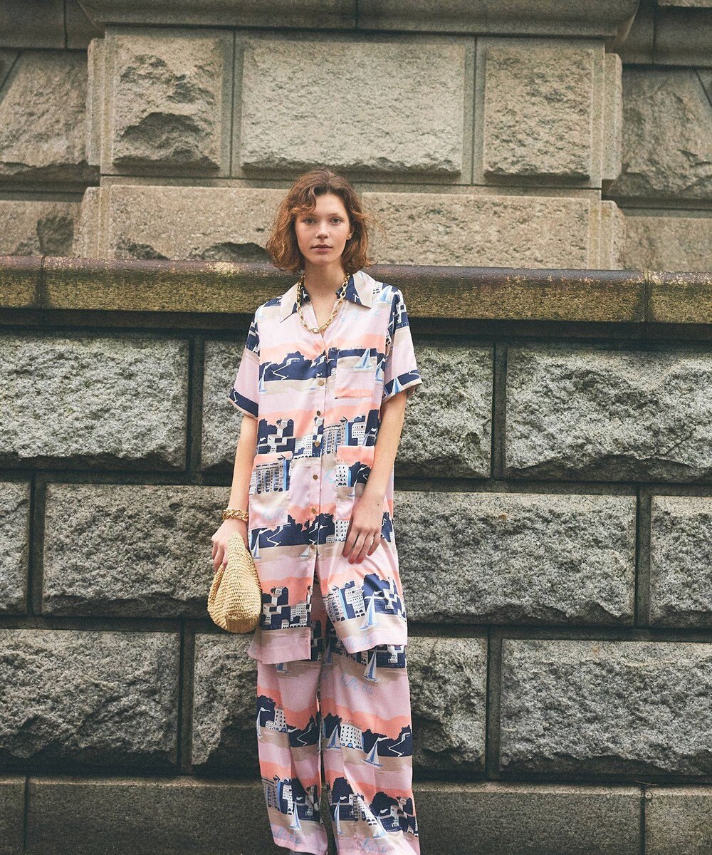 GRACE CONTINENTAL マリンプリントシャツドレス 