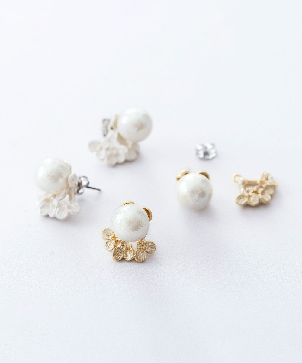 Pisceans 2wayフローラル&コットンパールピアス 