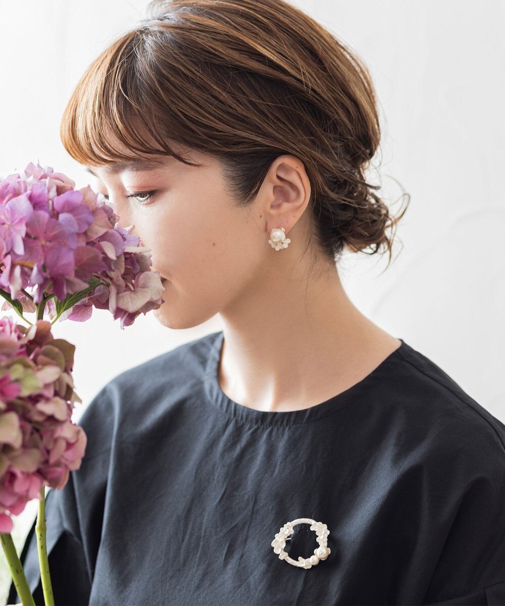 Pisceans 2wayフローラル&コットンパールピアス 