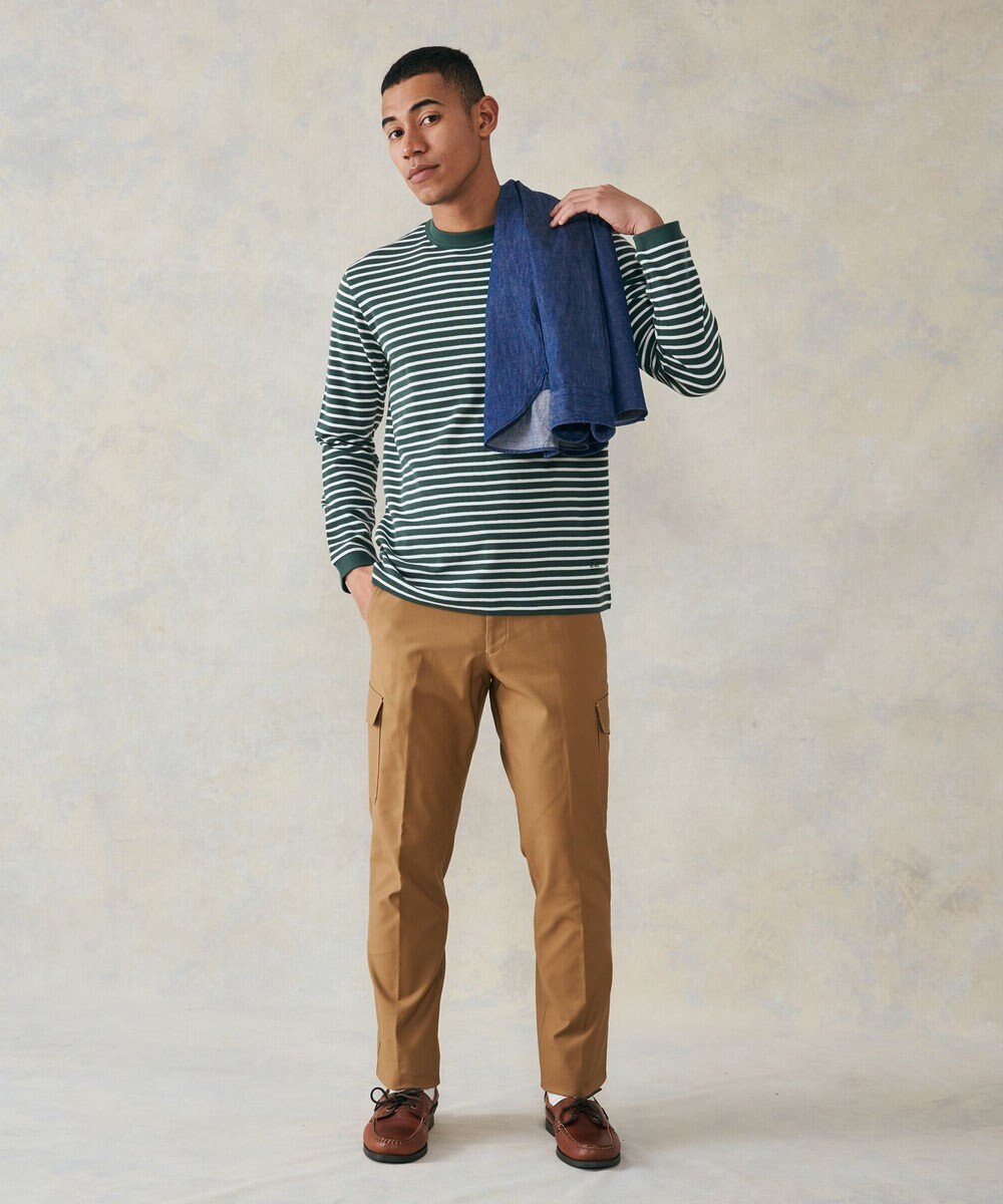 J.PRESS MEN ワッフルボーダー ロングTシャツ 