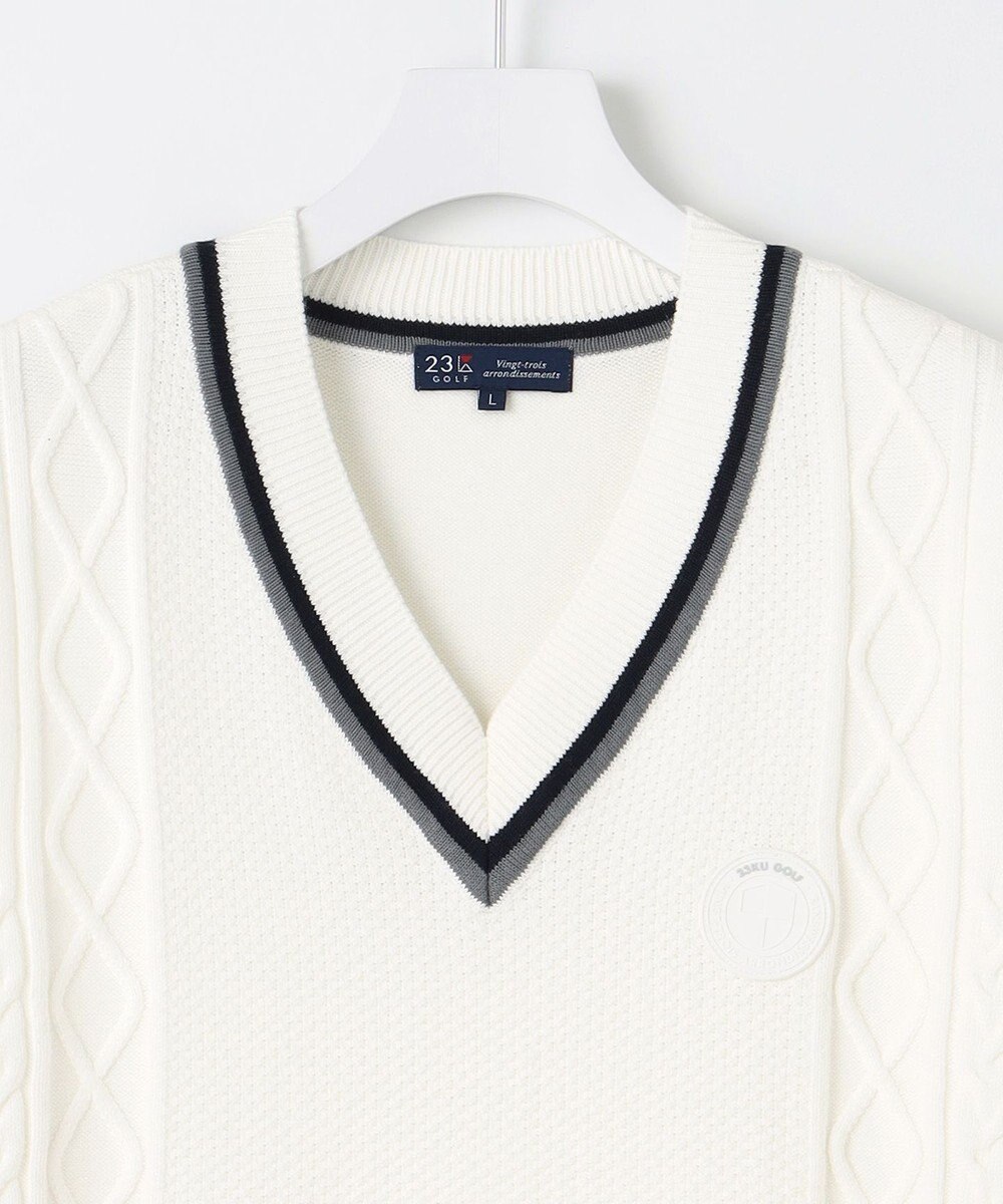23区GOLF 【MEN】【洗える】ケーブル柄 ニットベスト 
