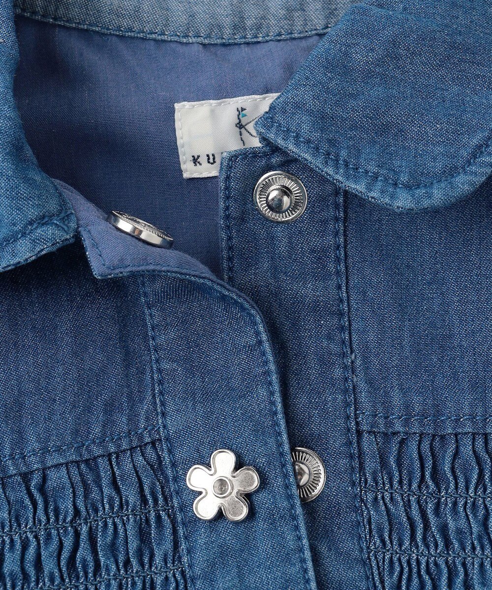 組曲 KIDS 【100㎝】 フラワーボタンデニムワンピース 