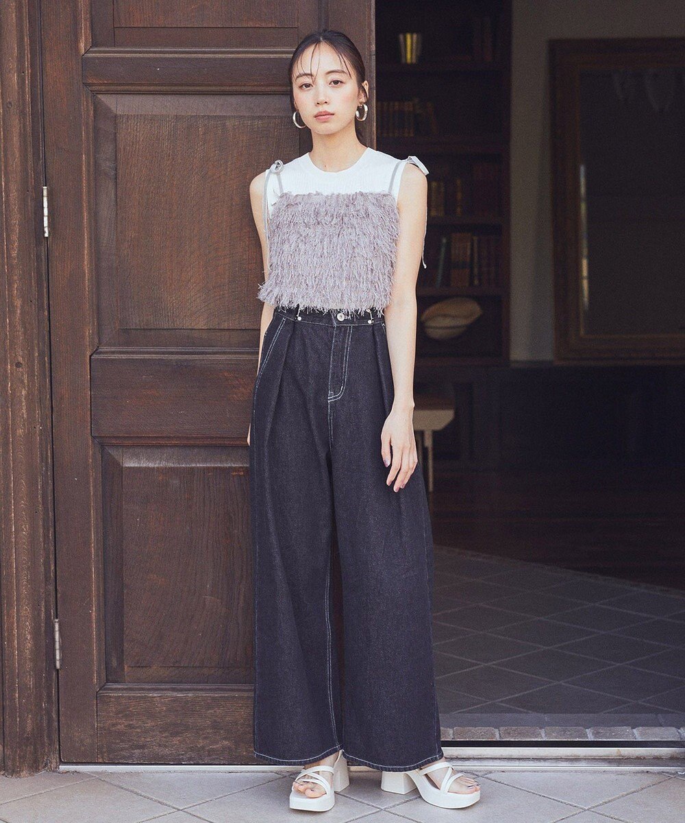 earth music&ecology ランダムリブノースリーブニット 