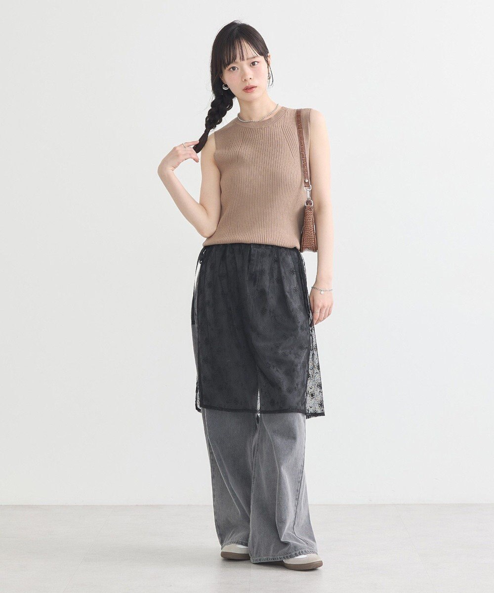 earth music&ecology ランダムリブノースリーブニット 