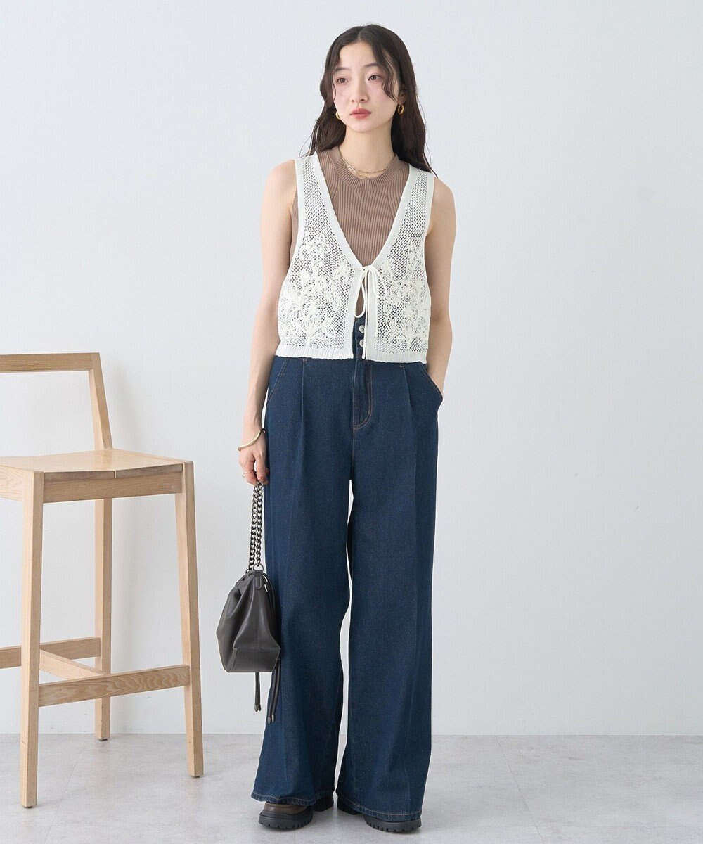 earth music&ecology ランダムリブノースリーブニット 