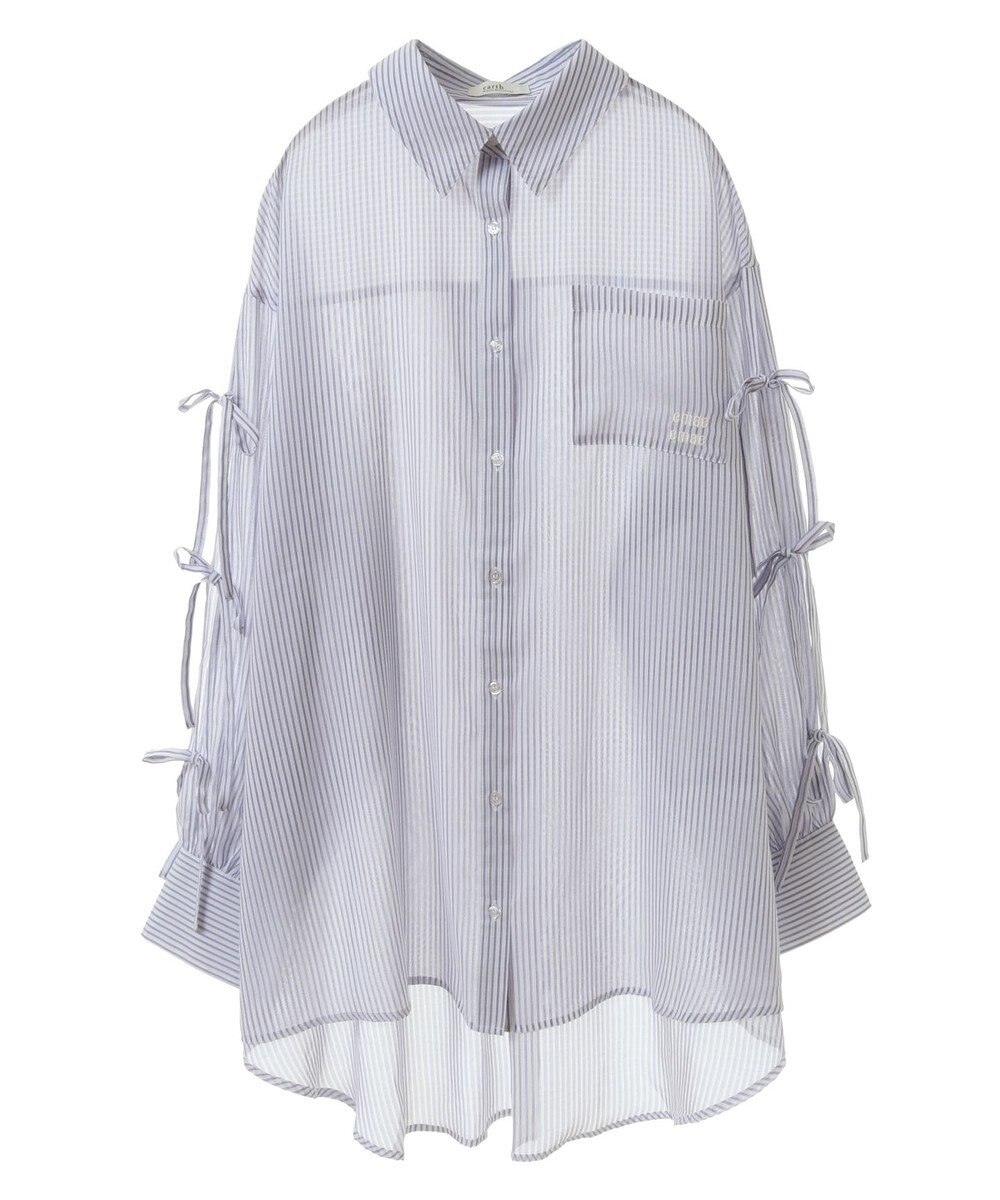 earth music&ecology 袖スリットリボンロングシャツ 