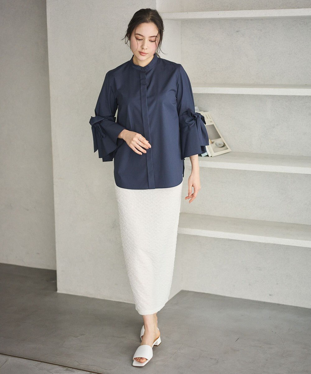 #Newans 【洗濯機可能/シワになりにくい】リボンカフスブラウス 