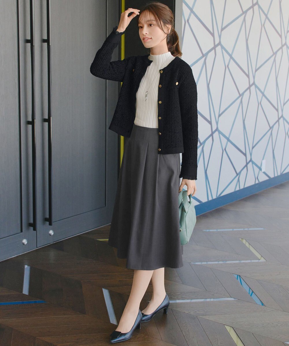 Tiaclasse 【洗える】ツイードニットカーディガン 