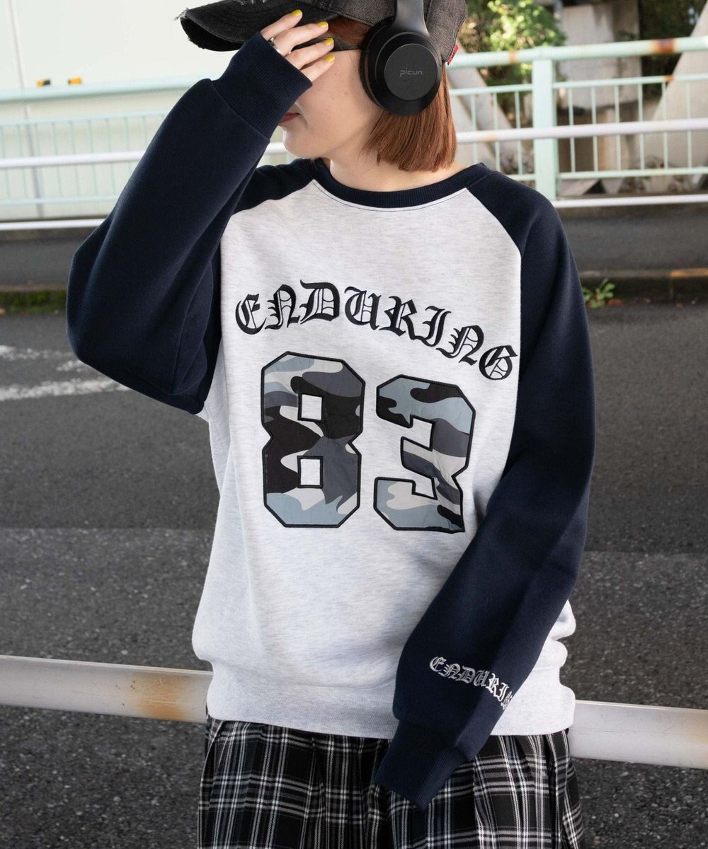 WEGO 【裏起毛】迷彩ワッペンラグランスウェット 