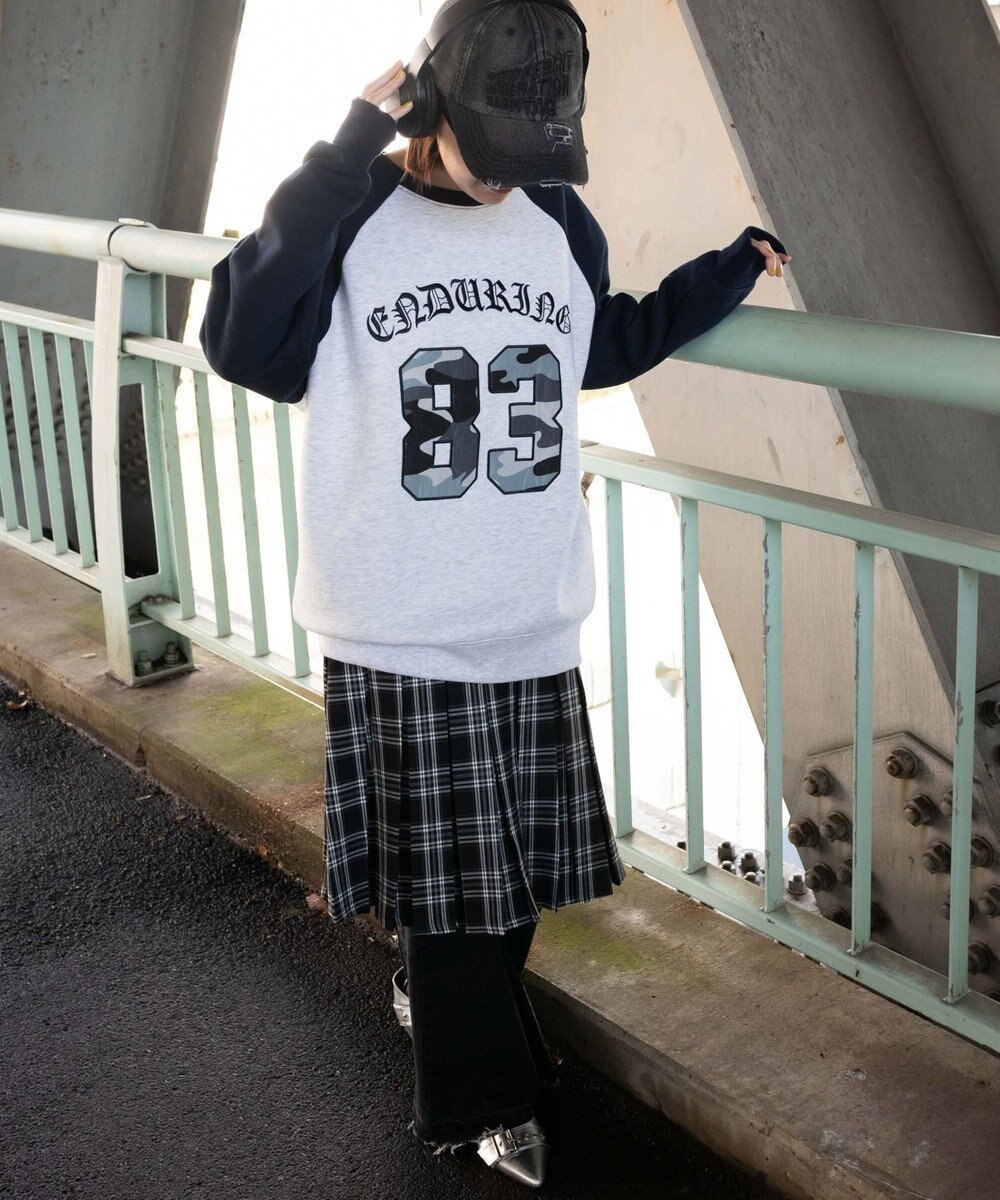 WEGO 【裏起毛】迷彩ワッペンラグランスウェット 