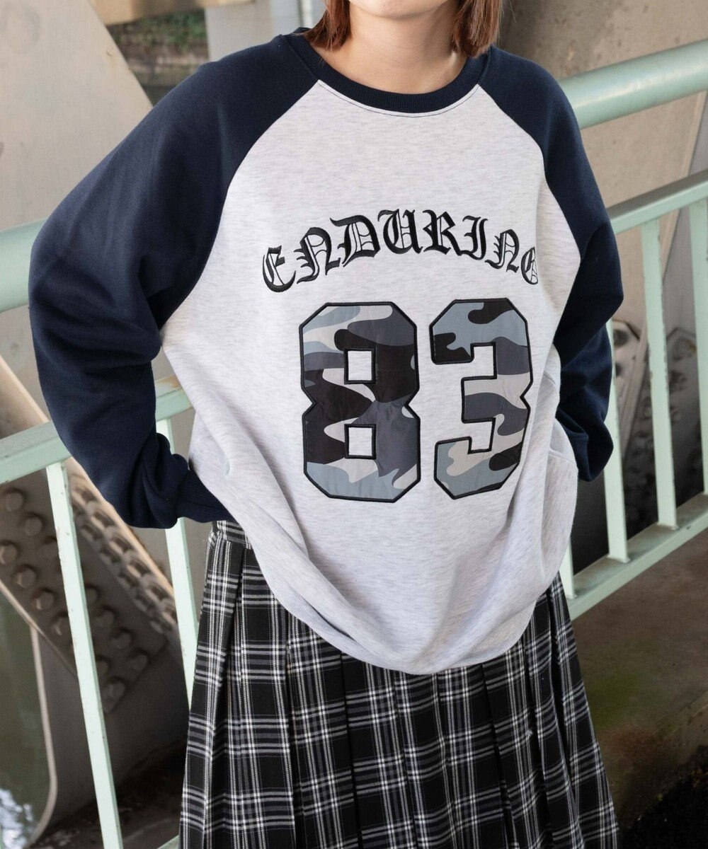 WEGO 【裏起毛】迷彩ワッペンラグランスウェット 