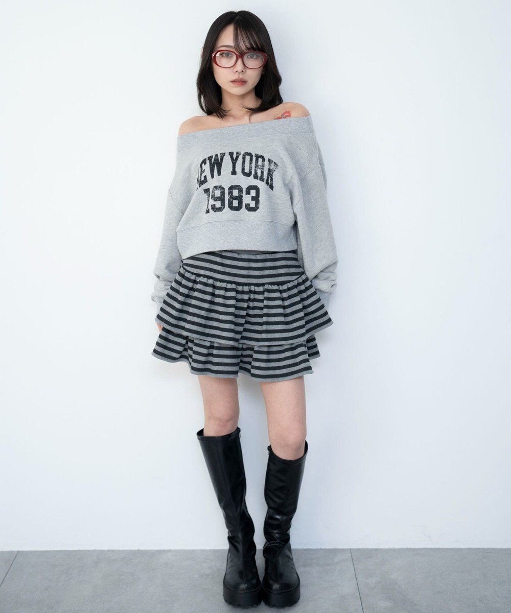 WEGO グラフィックオフショルショートスウェット 