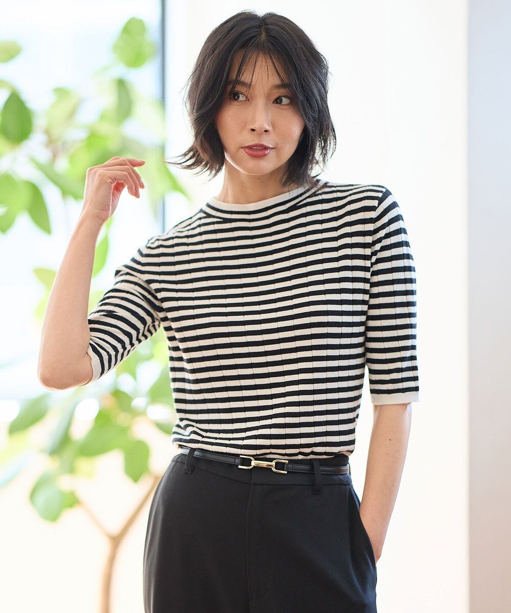 ANY リブボーダーニット 