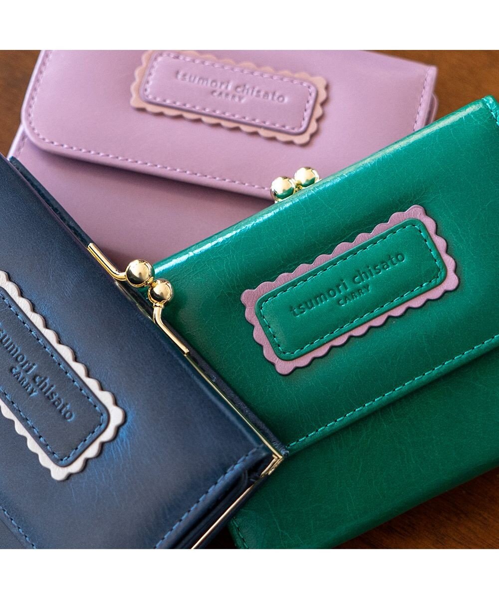 tsumori chisato CARRY シンプルバイカラー がま口 2つ折り財布 