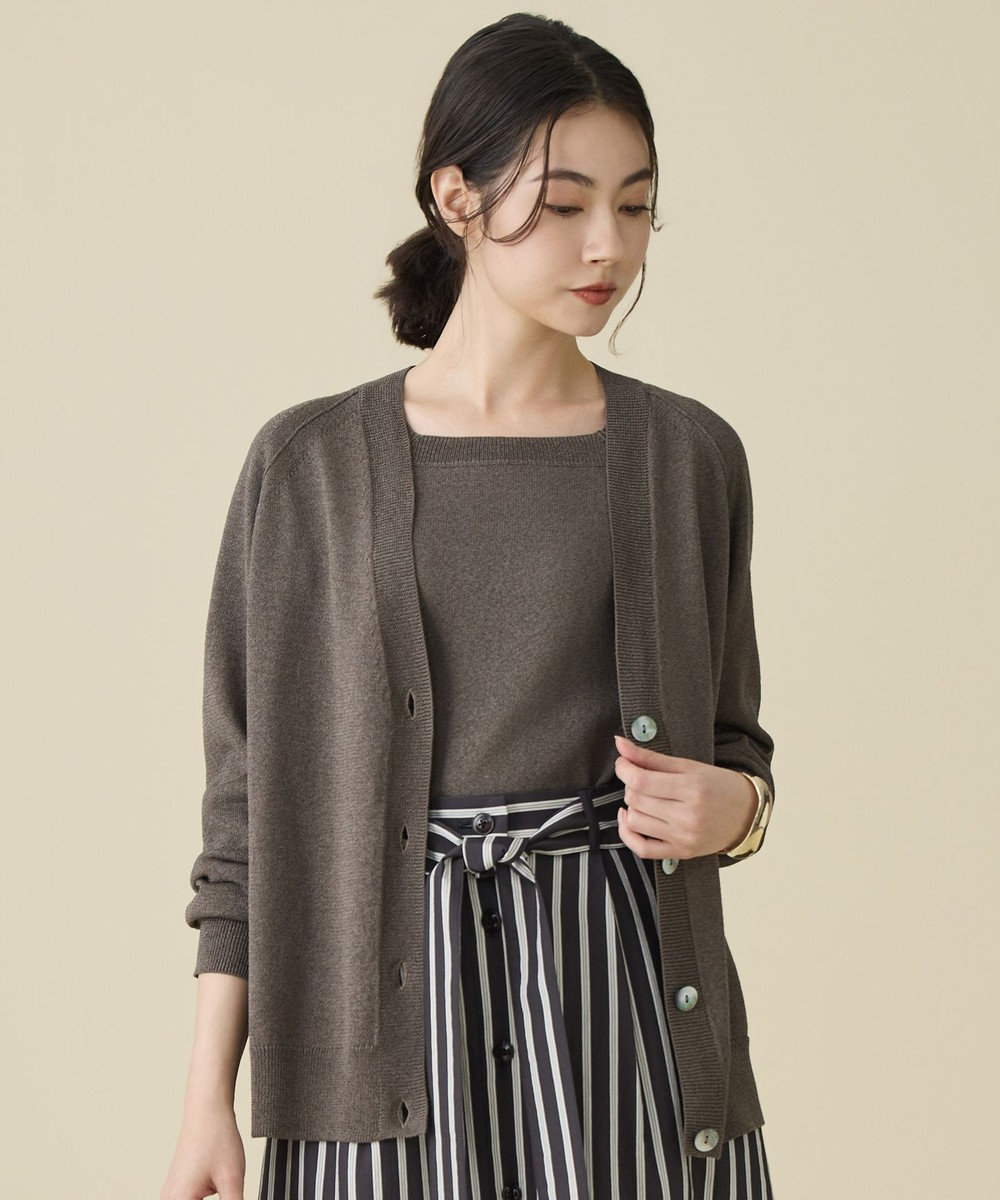 自由区 L ペーパーコットンニット カーディガン 