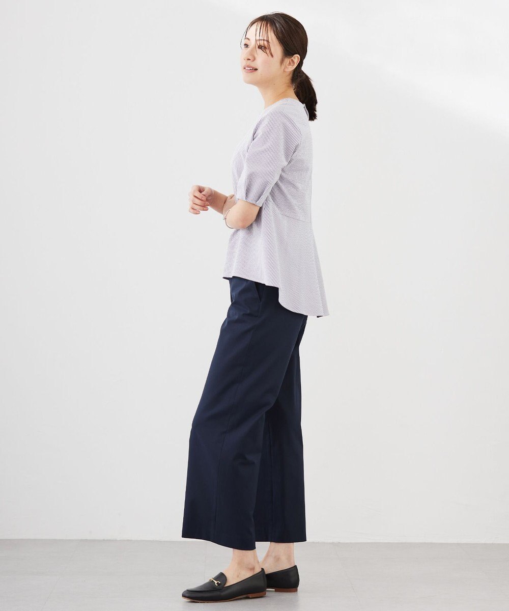 J.PRESS LADIES 【WEB限定カラーあり・抗菌消臭・吸水速乾】サッカージャージー 5分袖 ペプラム カットソー 