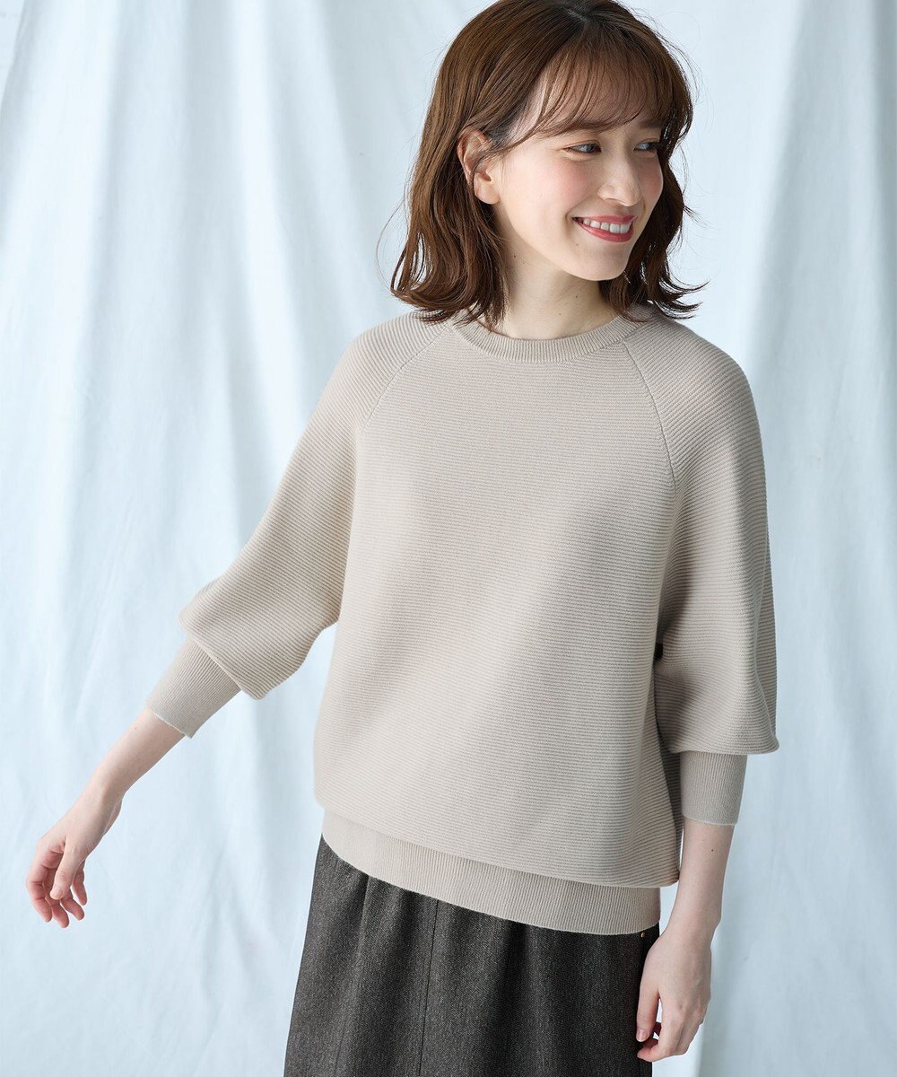 ANY L 【洗濯機可/6色展開】ラウンドネックガーターニット 