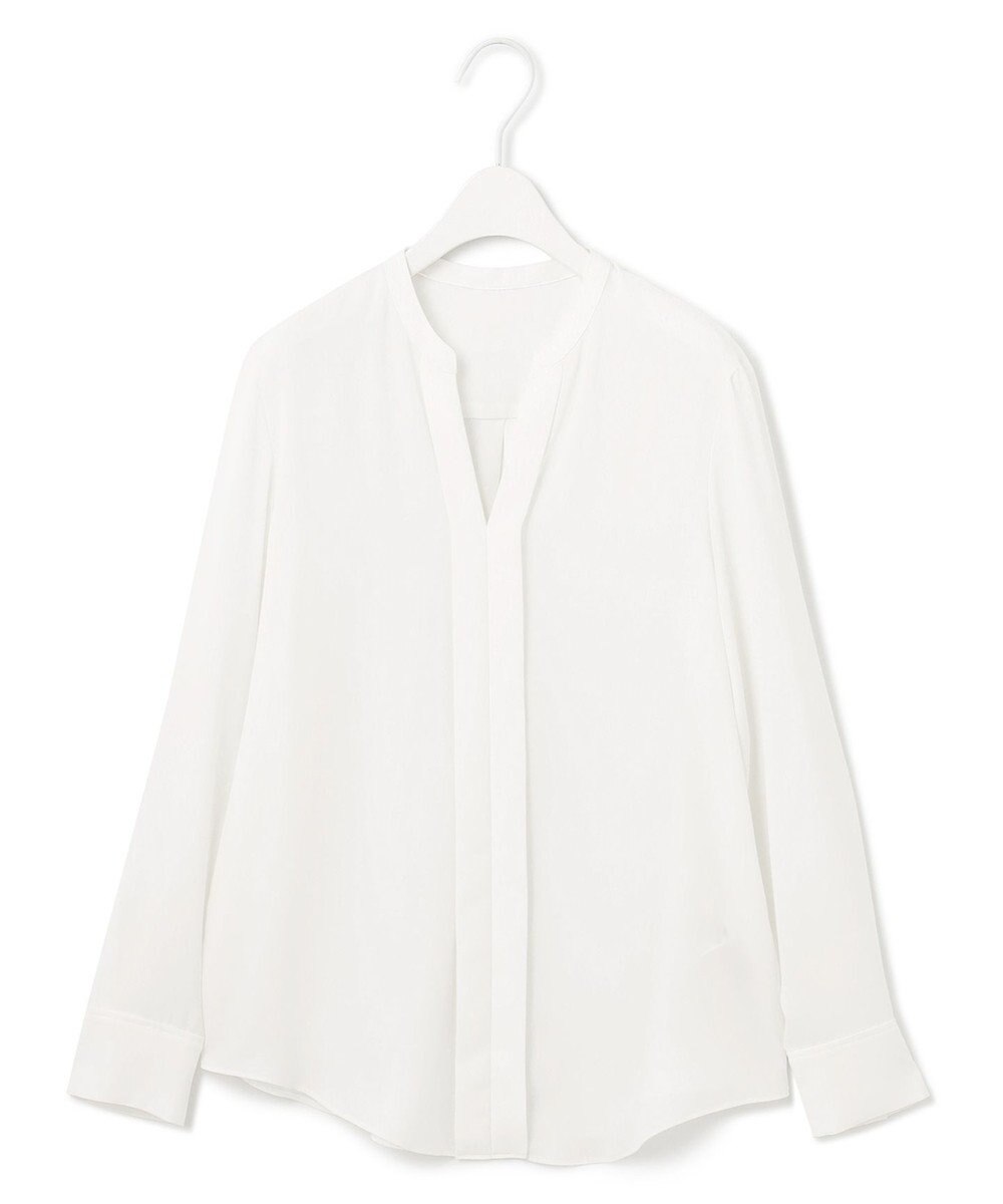 ICB 【人気のため新柄追加・洗える】Back Satin Amunzen キーネック長袖ブラウス 