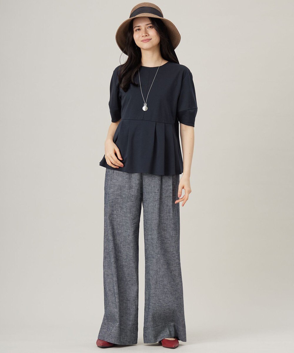 自由区 【接触冷感・UVカット・吸水速乾・抗菌防臭・洗える】ハイツイストポンチペプラム カットソー 