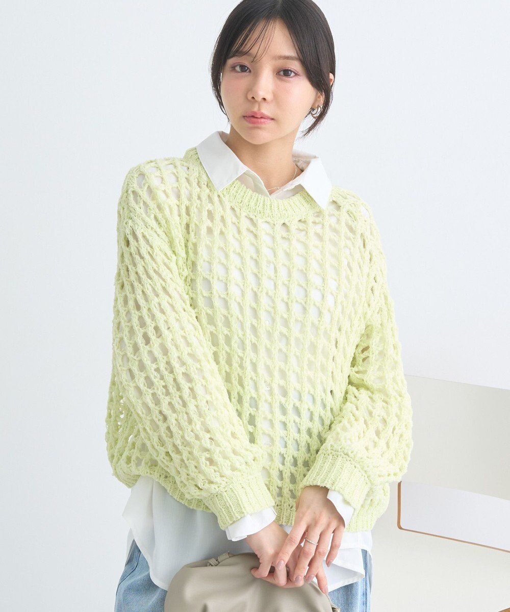 earth music&ecology チュールヤーンメッシュニットプルオーバー 