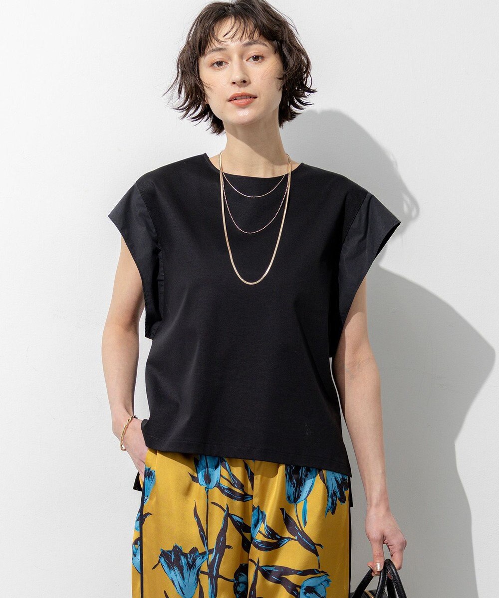 23区 【先行予約】スムースデザイン タフタスリーブ カットソー 