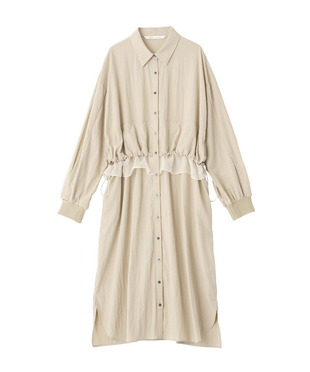 YECCA VECCA シアーMIXドロストデザインシャツワンピース 